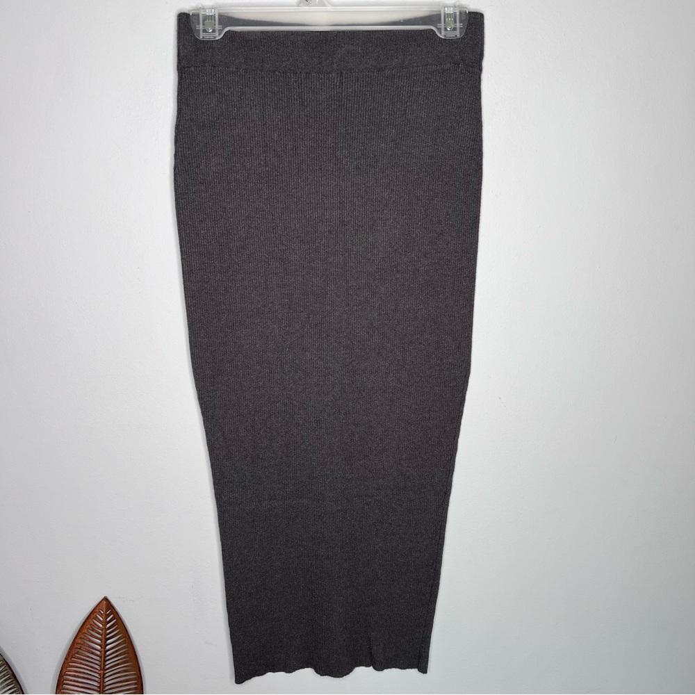 House of Harlow 1960 Dark‎ Grey Ribbed Bodycon Midi Skirt A11